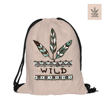 

Boho Style Patterns Printing Decorative Drawstring Backpack Fashion Polyester Bags For Women Men Pouch Backpacks