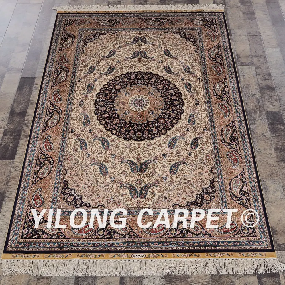 Yilong 4'x6' ручной работы турецкий кот цветочный 100% шелк ручной ковер ручной работы (ZQG043A4x6)