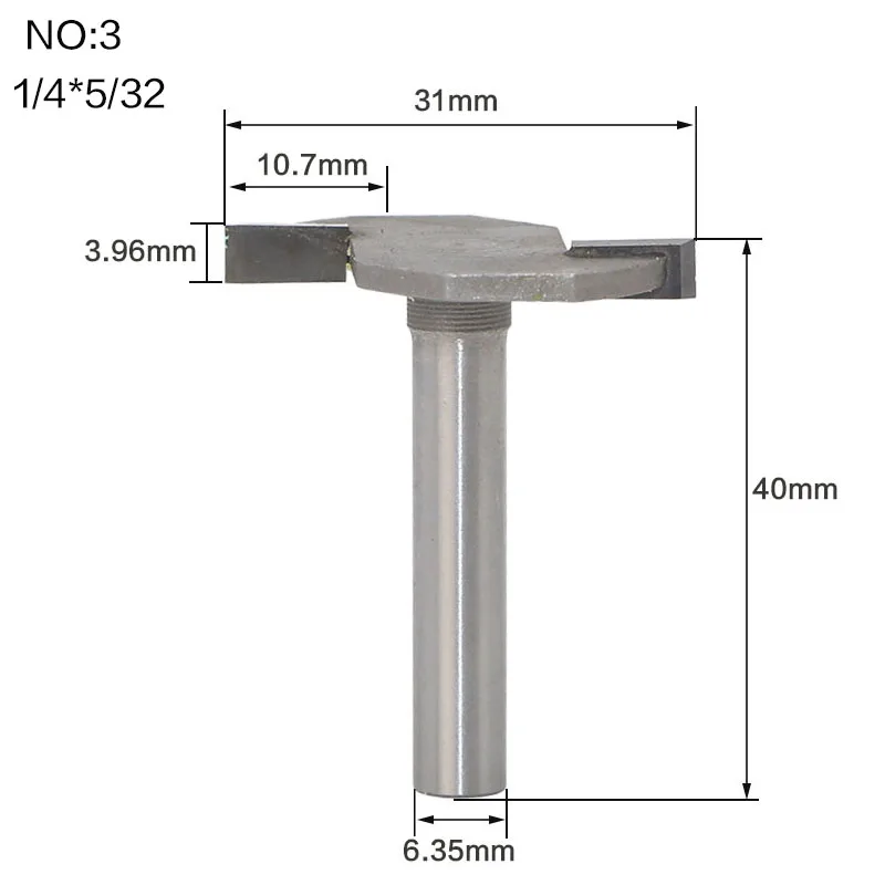 1 шт. 1/4and1/2 хвостовик T тип долбежный резак фрезы для деревообработки Т-образные фрезы Деревообрабатывающие инструменты - Длина режущей кромки: NO3