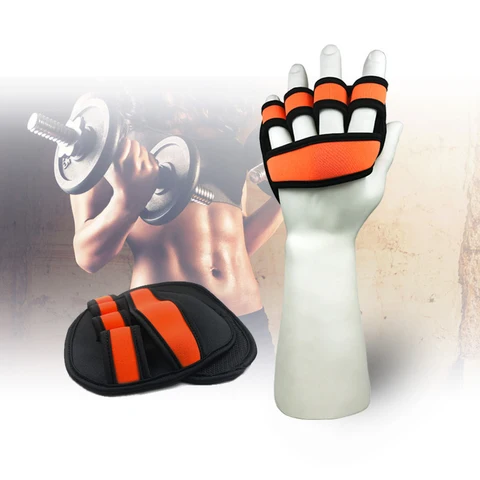 Luvas de Treinamento de Levantamento de Peso Unisex Haltere Grip Esportes Laranja Palma Protetor Suporte um Tamanho 1 Par Gym