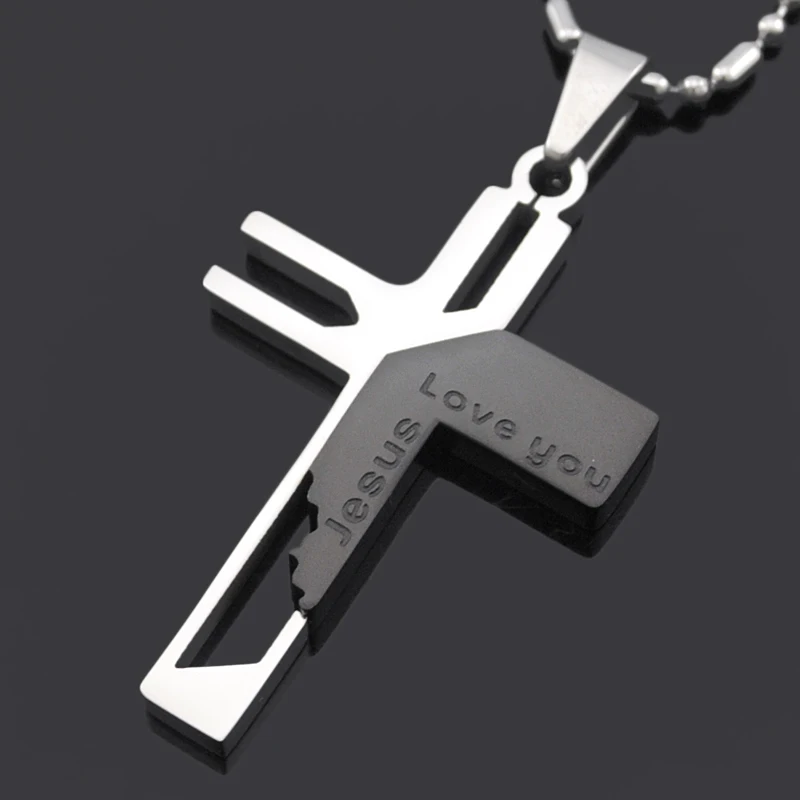 ATGO рождественский подарок мужские ювелирные изделия Love you Jesus Cross Подвески