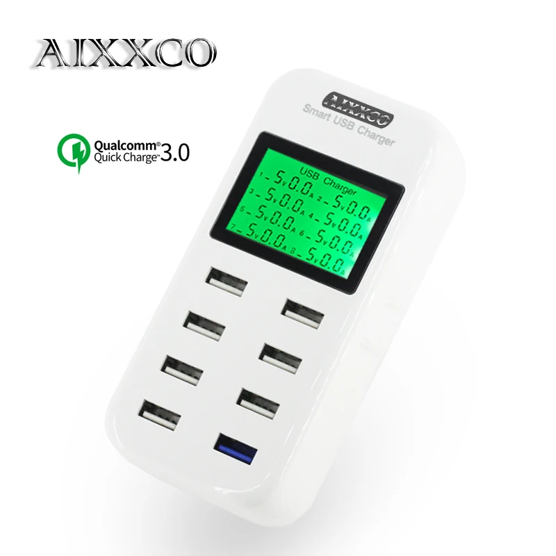 

AIXXCO Quick Charge 3.0 5-Ports Desktop Charging Station Smart USB Charger with LCD Display for Xiaomi HTC Universal Charger