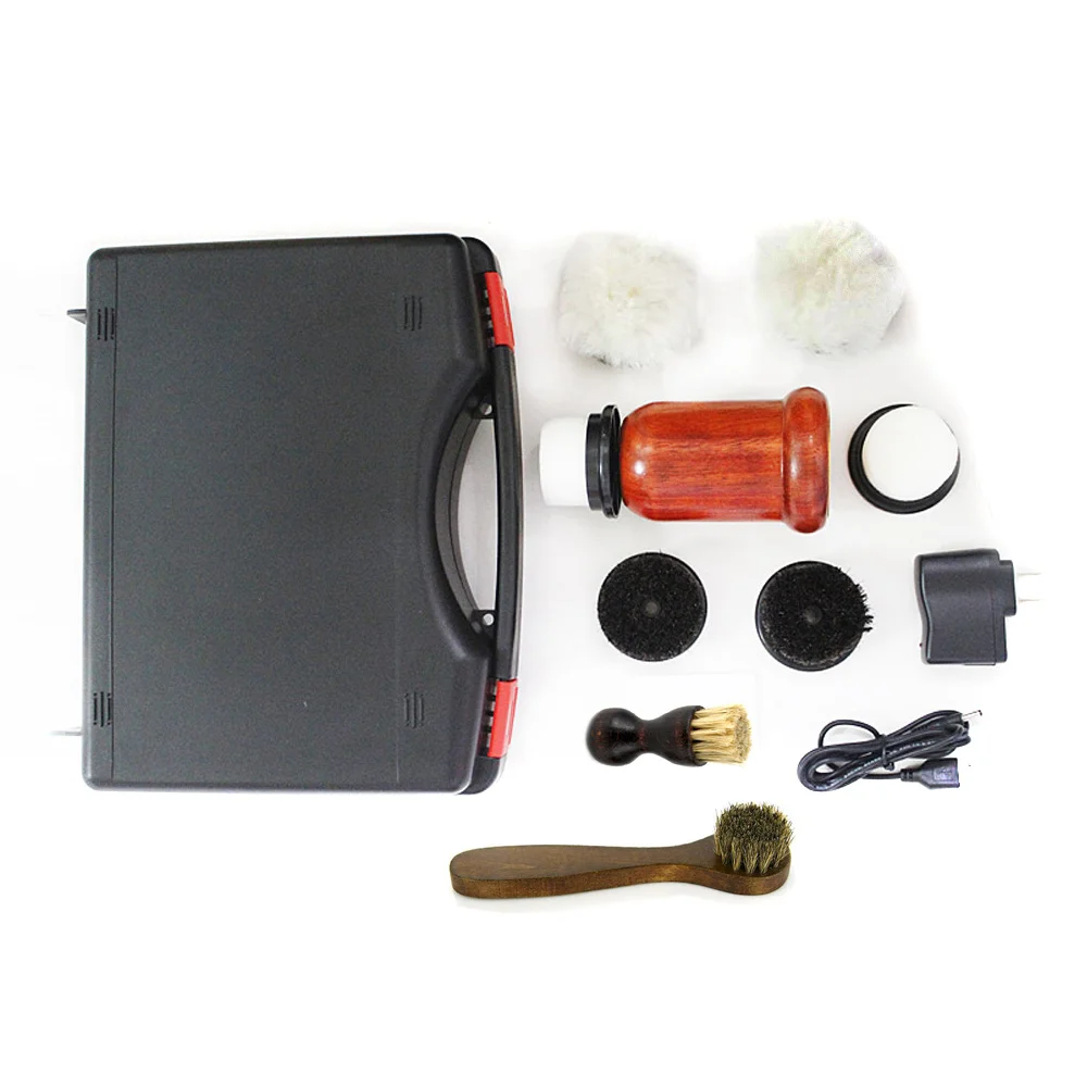  1Set Electric Shoe Polishers Machine 75W High Power Redwood Portable Brush Leather Shoes Kit Brush 