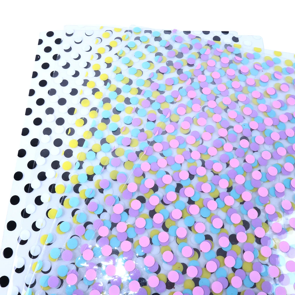 

New 6pcs/set 20*34cm Dots Transparent Synthetic Leather Patchwork For Hair Bow Handbags Phone Case DIY Accessories,1Yc5921