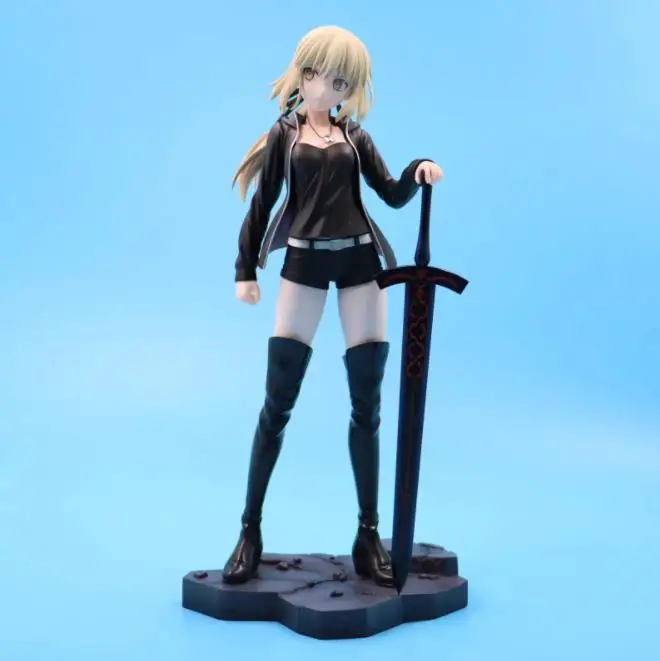 

Anime Fate Stay Night Black Dress Saber Arturia and Altria Pendragon Casual ver Figure Action PVC Collection Model Toy With Box