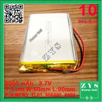 

10pcs/Lot li-ion battery 6000 mah 3.7V 906090 smart home MP3 speakers Li-ion battery for dvr,GPS,mp3,mp4,cell phone,speak,6000ma