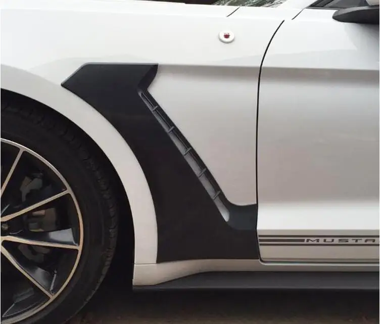 

ABS PRIMER Front + Rear Car Side Wing Fender Door Emblem Badge Sticker Trim For Ford Mustang 2015 2016 2017 2018