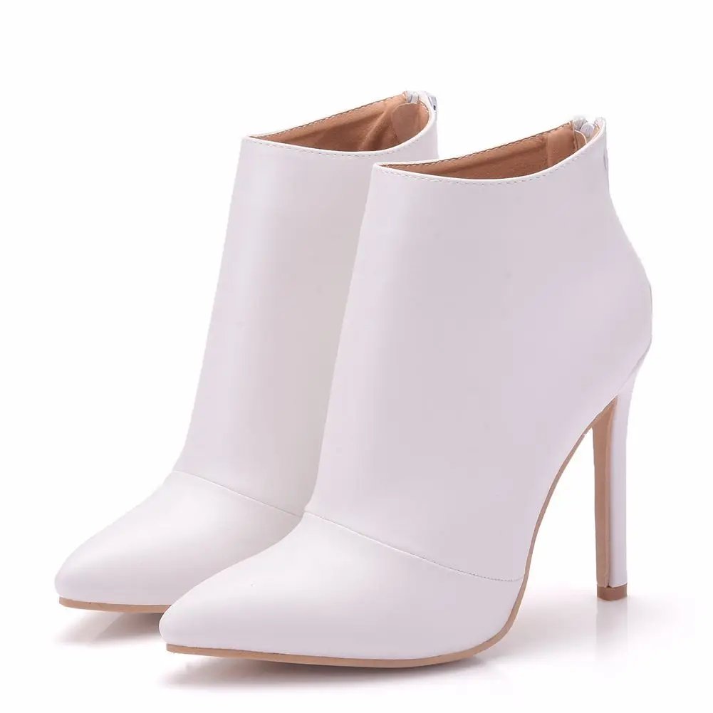 

Big Size 35-41 High Quality Pu Leather Boots Women Thin High Heels Autumn Winter Ankle Boots For Women Wedding Shoes XY-A0164