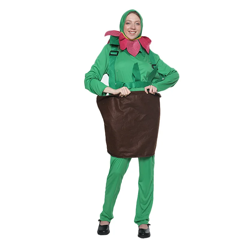 

Funny Flower Plant Pot Costume Cosplay Women Halloween Costume For Women Adult Carnival Party Performance Fancy Dress Suit