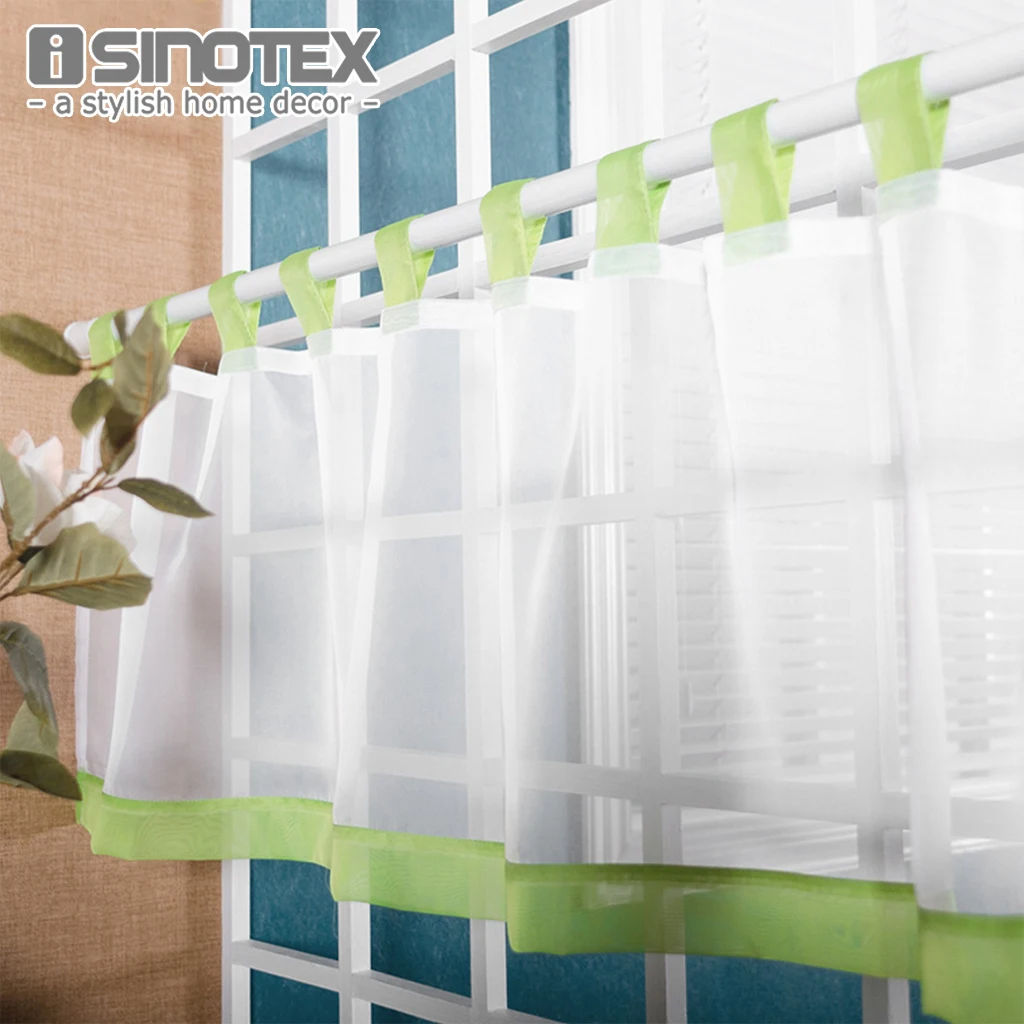 

Coffee Roman Tulle Curtain Window Valance Half-curtain Embroidery Customize Panel Drape Tab Tape for the Kitchen Cabinet