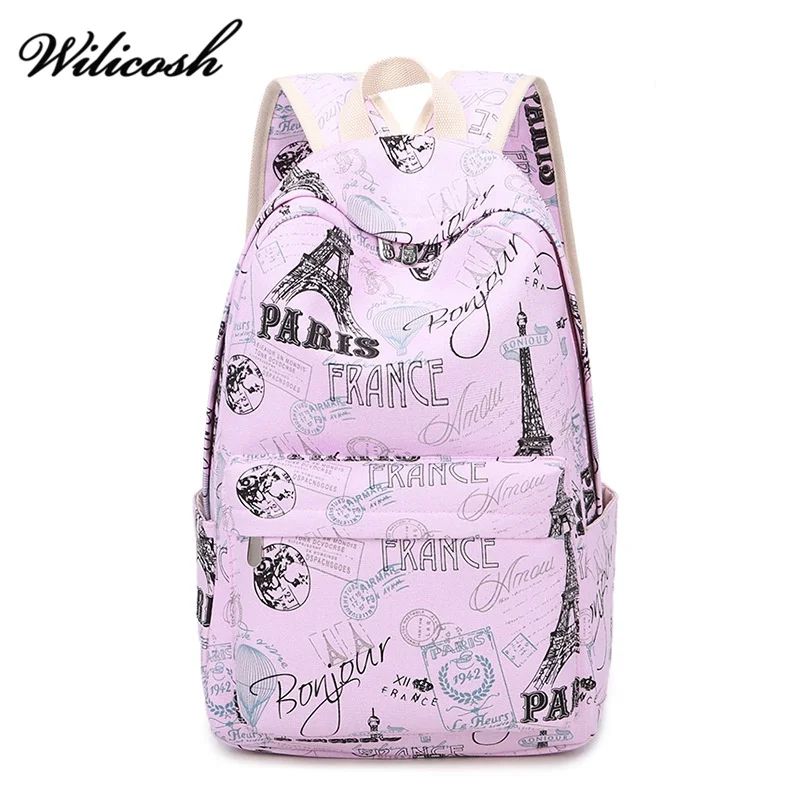 

Canvas School Bags For Teenager Girls Fashion Printing School Backpack Cute Rucksack Schoolbag Girls Bookbags Mochila WBS483