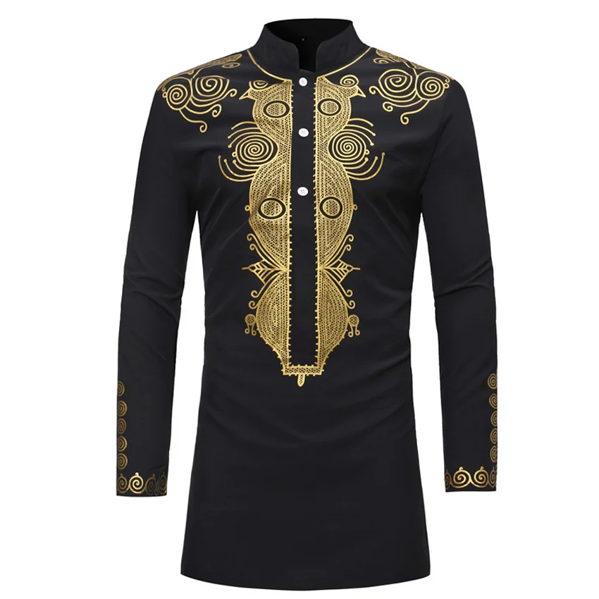 African Dresses for Men 3D Dashiki Print Full Sleeve Shirt Bazin V-neck T-shirt Male Traditional Ethnic Tribe Style Tops Outfit