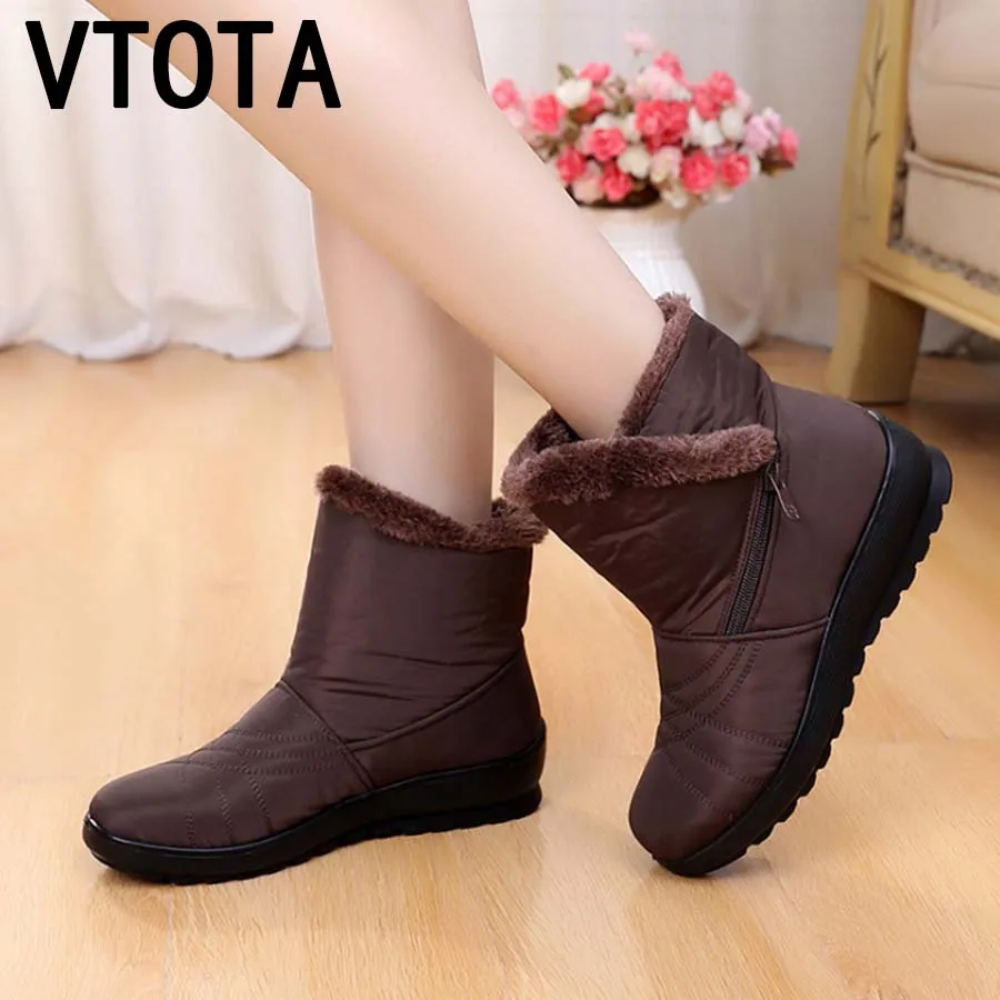 

VTOTA Winter Warm Snow Boots Fashion Waterproof Wedge Platform Women Ankle Boots Shoes For Female Non-slip Mother Cotton Boots