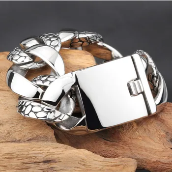 

Fashion Cool Heavy Snake Skin Bracelet Biker For Man 316 Stainless Steel Hot Popular Polishing Bracelet Jewelry Accessories