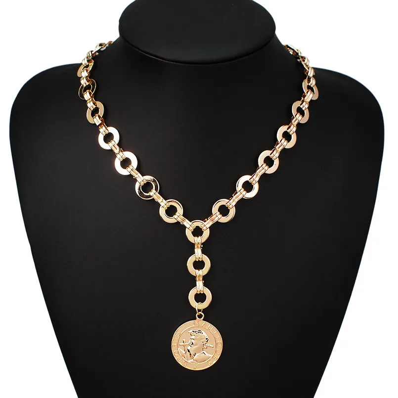 MANILAI модная подвеска из сплава ожерелье s для женщин металлическая массивная Длинная цепочка колье ожерелье золотого и серебряного цвета ювелирные аксессуары - Окраска металла: Gold Necklaces