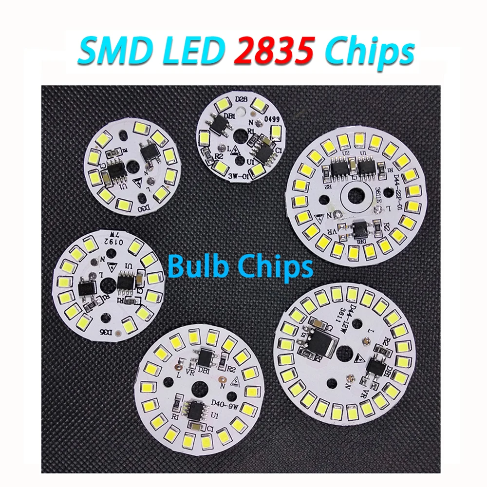 DIY светодиодный ная лампочка SMD 12 Вт 9 7 5 3 COB чип Стандартный вход умная плата IC