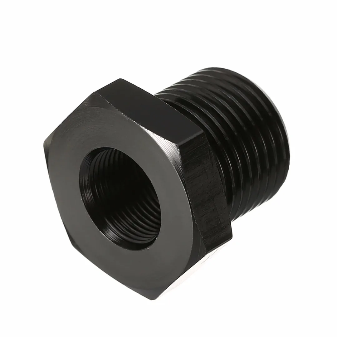 

Car Oil Filter Threaded Adapter 1/2-28 to 3/4-16 Black Anodized Aluminum Adaptor for FRAM PH33600 STP S3600 Purolator PSL30001