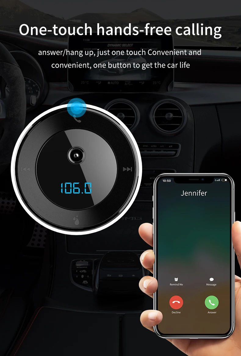 Korseed Автомобильный Bluetooth 5,0 передатчик Арома увлажнитель hands-free MP3 музыкальный плеер совместим с AUX TF U диск
