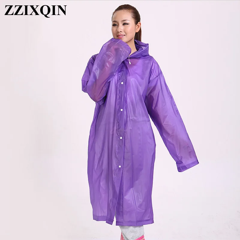 Hot Sale Long Raincoat Thickened Waterproof Women Hooded Rain Coat EVA