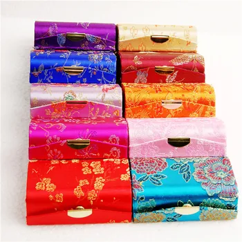 

12pcs Mirror Silk Brocade Christmas Gift Box Small Wedding Candy Chocolate Case Double Lipstick Tube Empty Lip Balm Container