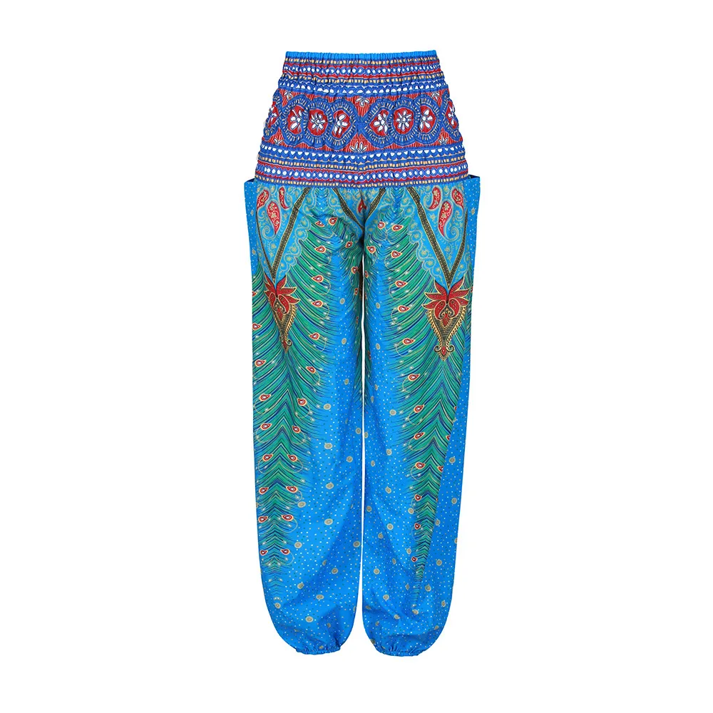 Богемные штаны для йоги с 3D принтом, леггинсы, женская одежда, летние леггинсы с карманами и высокой посадкой, спортивные женские штаны-шаровары в тайском стиле