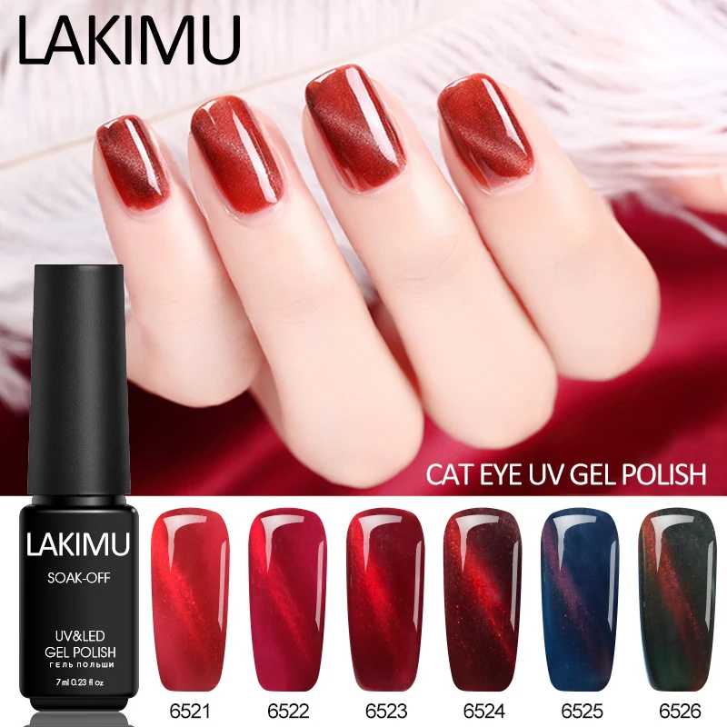

Lakimu 3D Magnetic Gel Varnish Red Cat's Eye UV LED Nail Gel Polish Semi Permanent 7ML for Nails Art Soak-off Gel Nail Polish