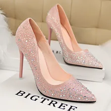Fashion Women’s Pumps Sexy Rhinestone Wedding Shoes New Arrival Women Shoes Sapatos Femininos Sexy Red Bottom High Heels ZX35