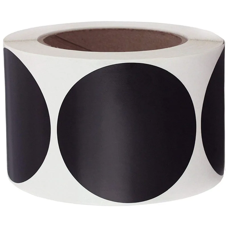 

250 PCs/roll 3" Black Color Coding Dot Labels Permanent Adhesive Round Stickers, Writable Surface Inventory Sticker