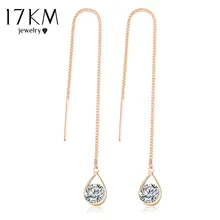 17KM Crystal Water Drop Earrings for Women Wedding Punk Star Moon Gold Silver Plated Long Tassel Dangle Bar Statement Jewelry