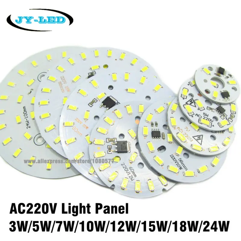 

10pcs ac 220v led plate 3W 5W 7W 10W 12W 15W 18W 24W integrated IC driver 5730 SMD Cold White/ Warm White aluminum pcb