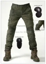 NEW 2016 KOMINE MOTORPOOL UBS06 Army Green Slacks jeans Motorcycle ride jeans Leisure Loose Version with protect equipment