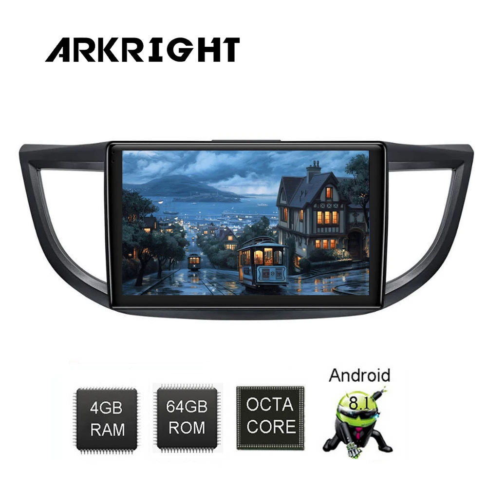 ARKRIGHT 1" 1 Din 4+ 64GB Автомобильный радио мультимедиа аудио плеер gps навигация 4G для Honda CRV 2012 2013 DSP без DVD