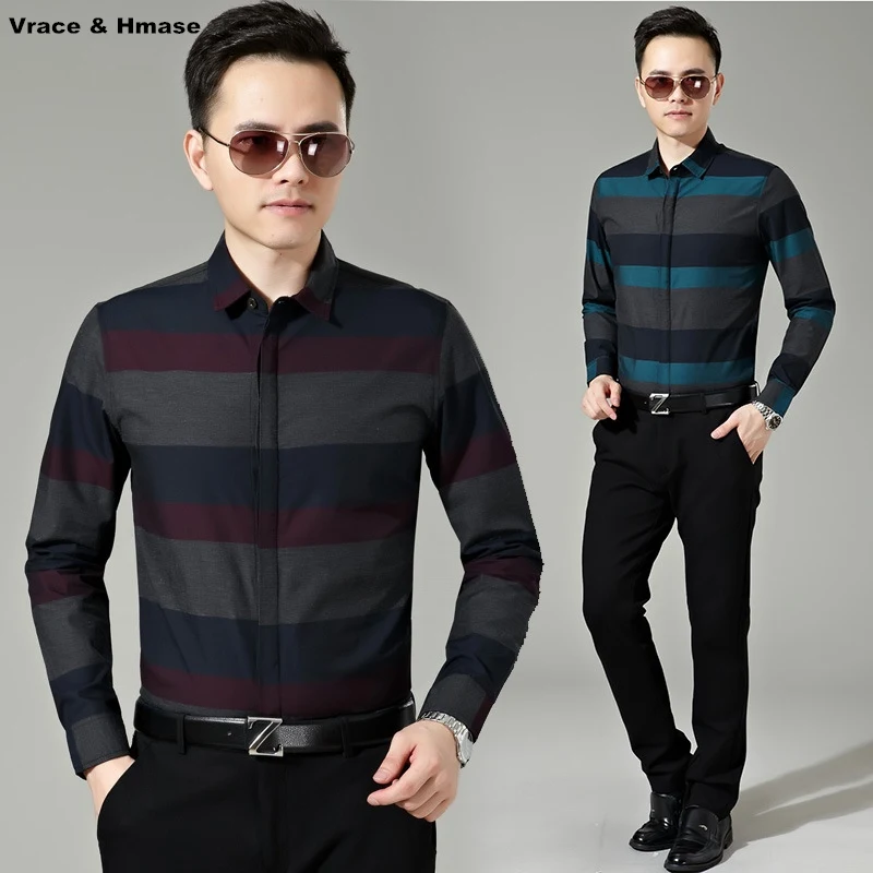 

Factory direct sales Business Casual long sleeve striped boutique shirt Spring&Autumn new arriavl quality cotton men shirt M-3XL