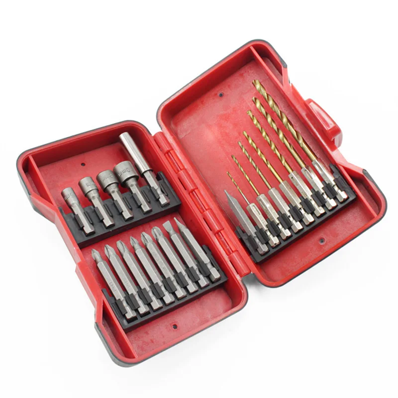 

Hoomall 21pcs Hex Shank Drill Bit Set Electric Multifunction Screwdriver Bit Sleeve Set Twist Combination Tool With Plastic Box