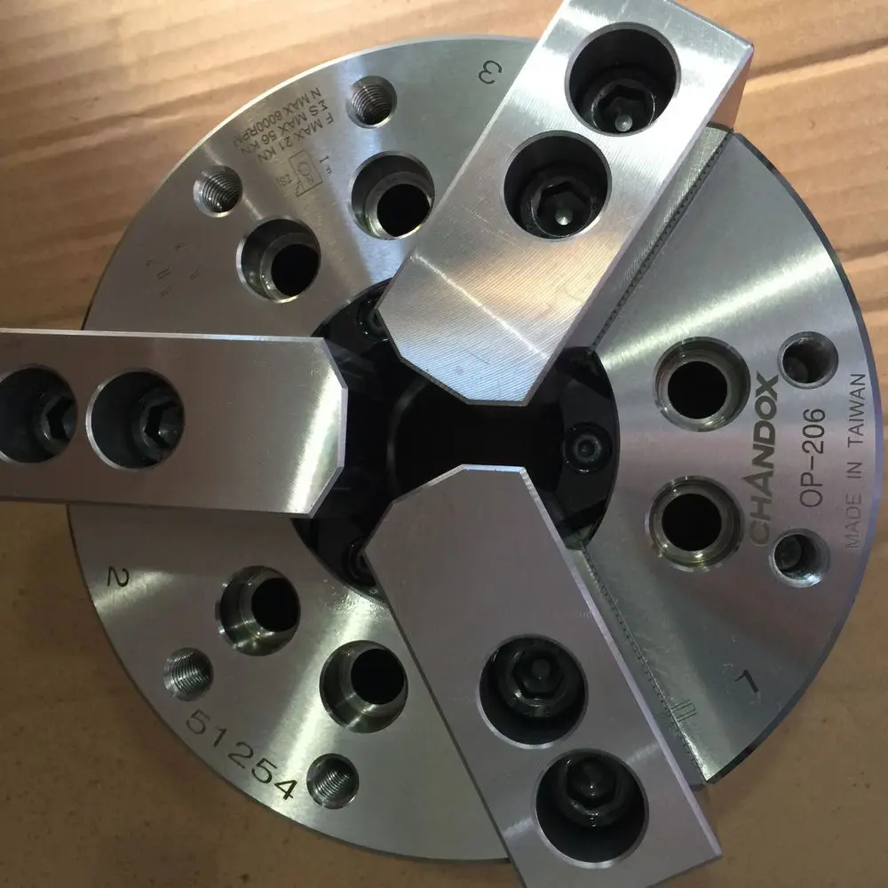 hydraulic chuck for cnc lathe machine hollow 3 jaws oil pressure