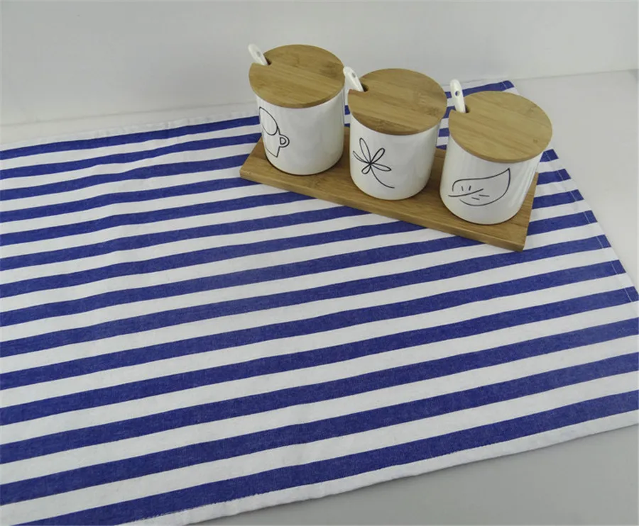 Средиземноморский Ветер Sailling хлопок и лен стол салфетка блюдо ткань Синие Полосы кухонное полотенце чай и кофе коврик Домашний текстиль