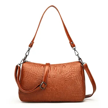 

High Quality Genuine Leather Women's Handbags Fashion Alligator Shoulder CrossBody Bags Lady Messenger Bags Women Pillow Bags