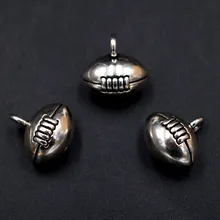 

WKOUD 6pcs Silver Plated 3D Rugby Necklace Bracelet Alloy Pendant DIY Metal Jewelry Handmade Accessories 13*12mm A1887