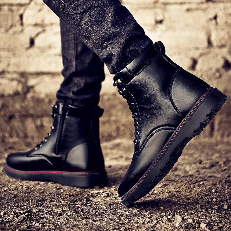 Des Angleterre Dans Velvet Hommes Brown Outillage Hautes Light Le Grosse Bottes L'armée Martin Automne Tête Tube black Haute De Sauvage bottes Hiver oQrEedCxBW