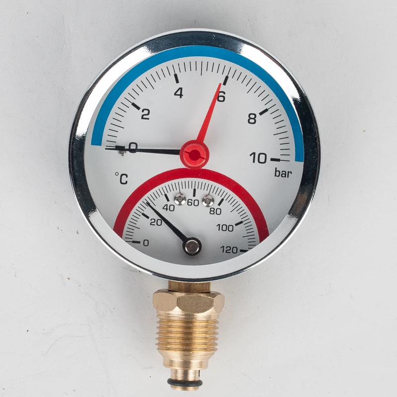 

6 bar 10 bar 16 bar Radial & Axial Temperature Pressure Gauge Meter G1/4 Thread Thermometer 80mm