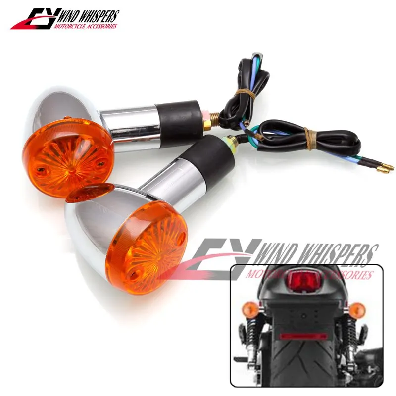 

Universal Motorcycle Chrome Bullet Front Rear Turn Signal Blinker Indicator led light For Honda CB400SS SR250 GN250 Big Boy