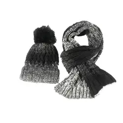 Muqgew осень-зима любителей Вязаная Шапка-бини Knitt шарф Двойка комплект Кепки Для женщин высокое качество Обертывания шейный платок палантин