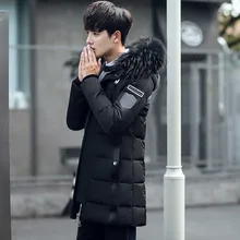 Зимний стиль, мужской пуховик с капюшоном, пальто, толстый теплый высококачественный роскошный пуховик с мехом енота, длинное пальто