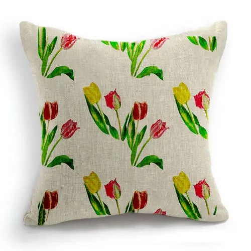 small decorative lavender flower pillow cushion cases tulip flowers throw pillow covers cotton