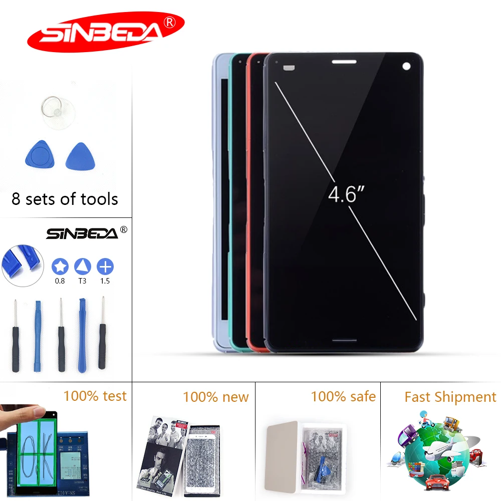 SinbedaLCD для SONY Xperia Z3 компактный сенсорный экран с рамкой Mini LCD Compact D5803 D5833|Экраны