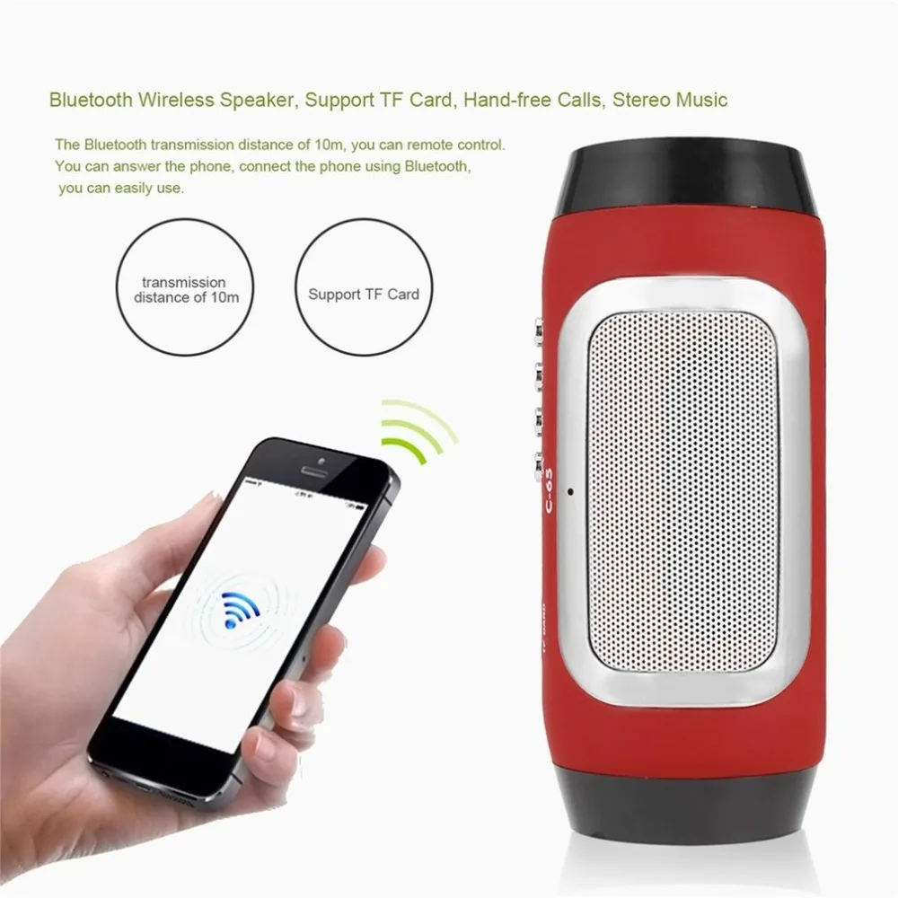 PCTC HIFI красный цвет беспроводной Bluetooth Сабвуфер мини открытый динамик TF FM (красный
