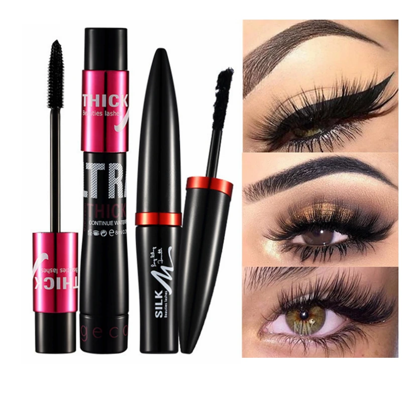 

3D Fiber Mascara Set Waterproof Makeup Eyelash Curling Thick Lengthening Natural Eye Lashes Volume Extension Cosmetic Mascara