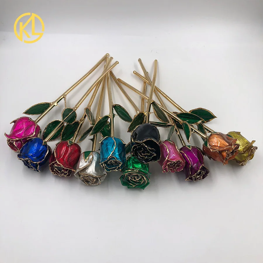 

G029 Series Beauty and the Beast 11 inches long Stem multiple Colored Rose Bud Dipped in 24k gold the best gift for girlfriend