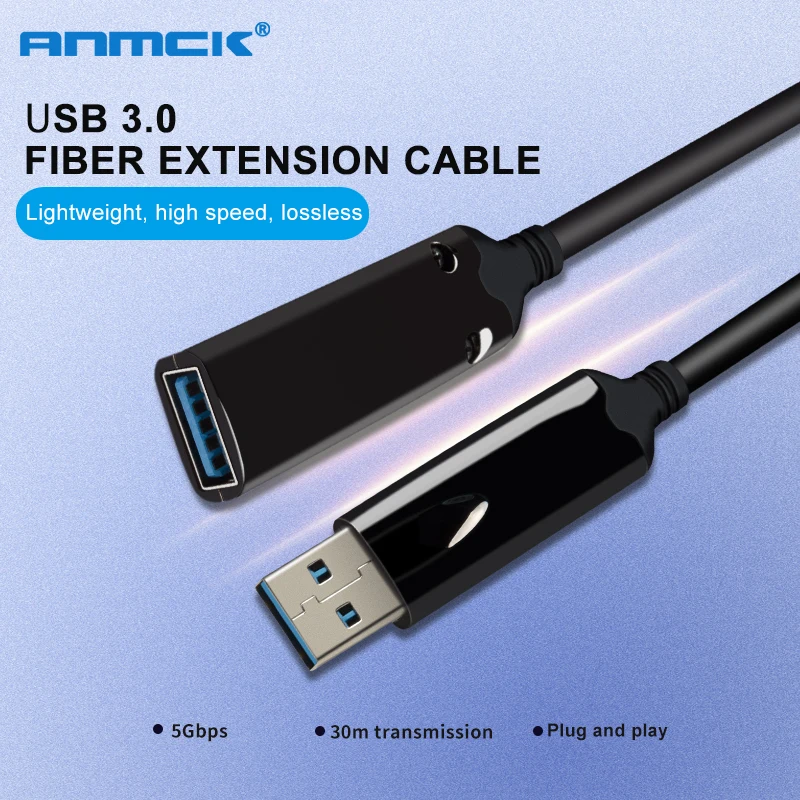 Anmck USB 3.0 تمديد كابل 10 M 5 M 20 M 30 M 40 M 3 M 1 M البصرية الألياف الذكور إلى الإناث البسيطة USB إلى USB موسع الحبل لأجهزة الكمبيوتر المحمول