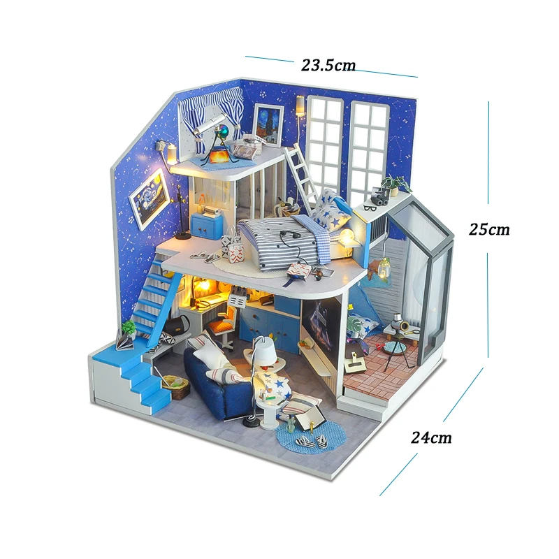 Миниатюрный Кукольный домик Diy Кукольный дом Каса с мебели Led свет здание виллы наборы дом модель игрушки для детей TD15# E